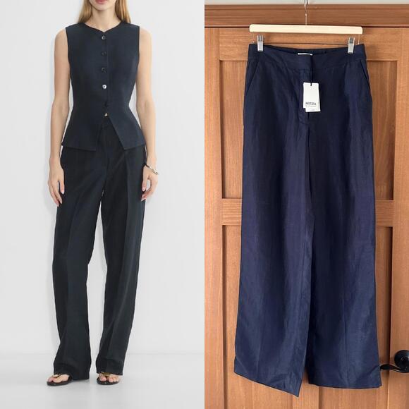 Aritzia Pants - NWT Aritzia The Limitless Linen Wide Leg Pants in Dark Night Navy Women’s size 8